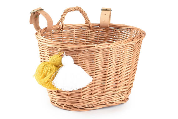 Kôš na bicykel prútený Bambini VI. so strapcami